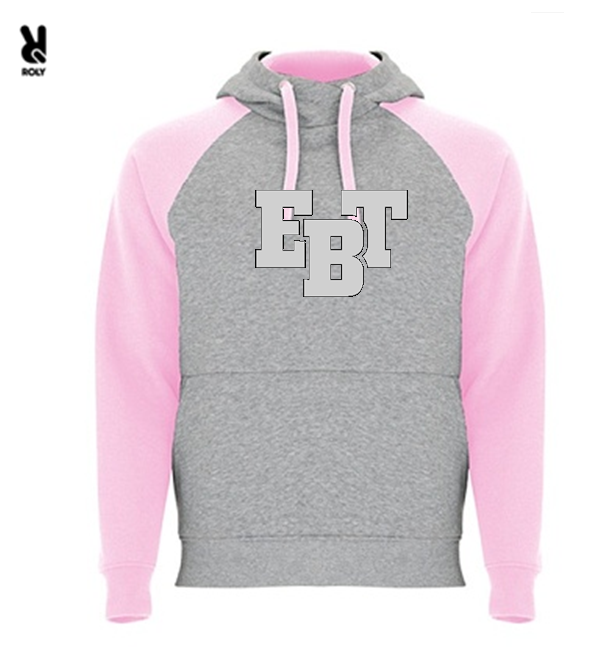 EBT grey hoodie pink sleeves
