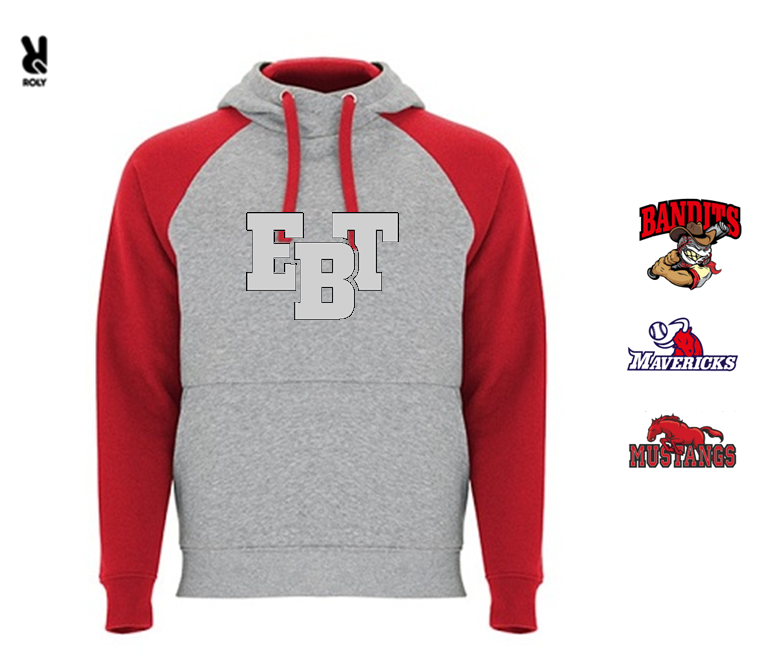 EBT grey hoodie red sleeves
